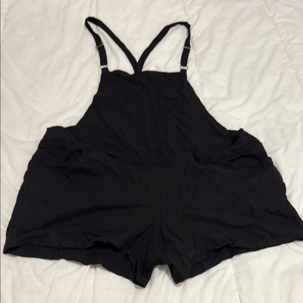 Torrid Black Stretch Linen-Blend Overalls NWT